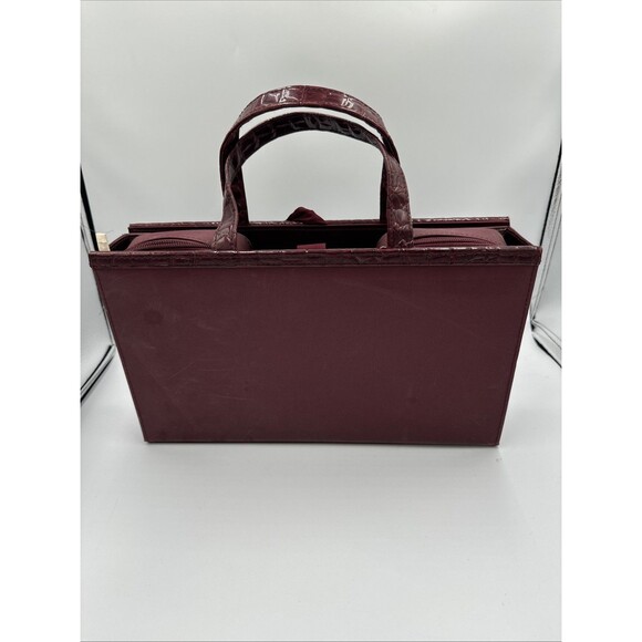 Estée Lauder Handbags - Vintage Estee Lauder Burgundy Hard Makeup Travel Case Toiletry Bag
